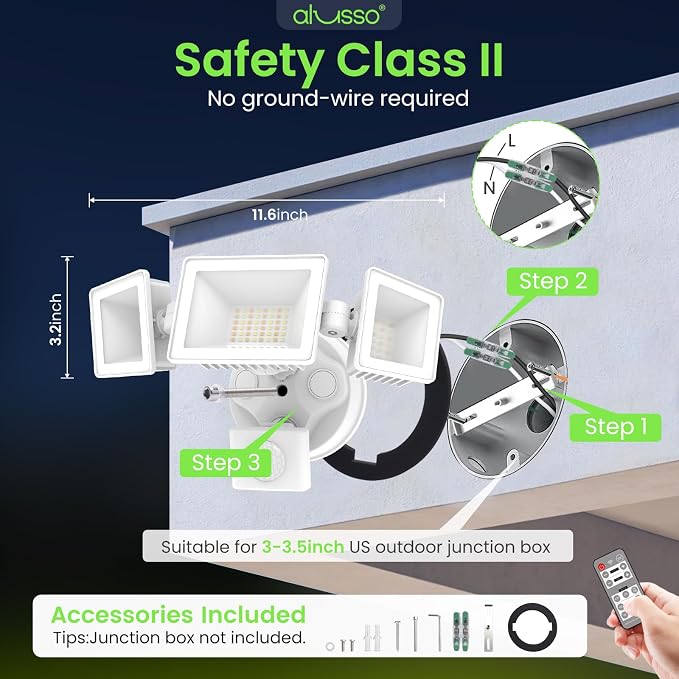 ALUSSO LED Security Lights Motion Sensor, 120V 36W 3000LM Flood Lights Outdoor - Image 7