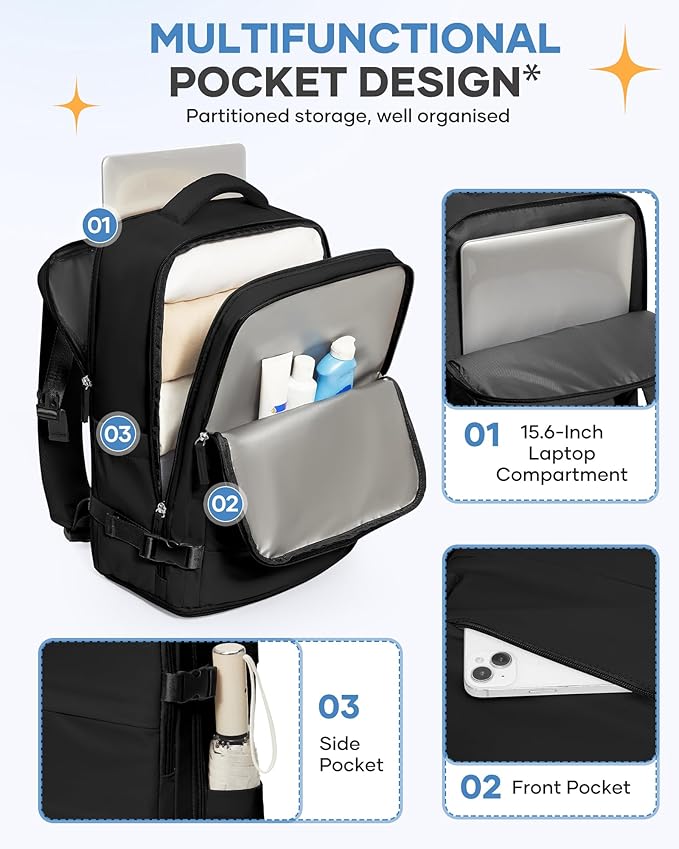 coofay Travel Backpack For Women Men Airline Approved Carry On Backpack Flight - Image 6