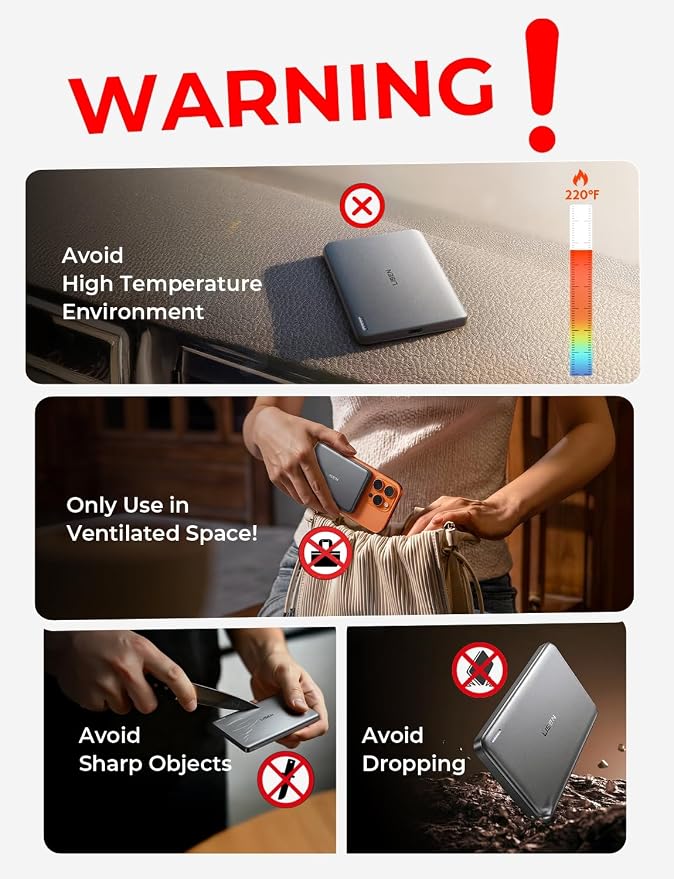 LISEN 0.5‘’ Ultra Slim MagSafe Portable Charger, 10000mAh Wireless Card Slim - Image 9