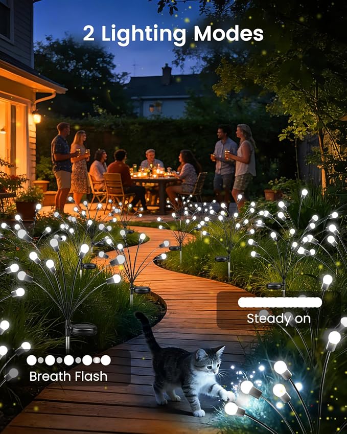 OZS 6 Pack Total 48 LED Solar Firefly Lights Fairy Outdoor - Image 2