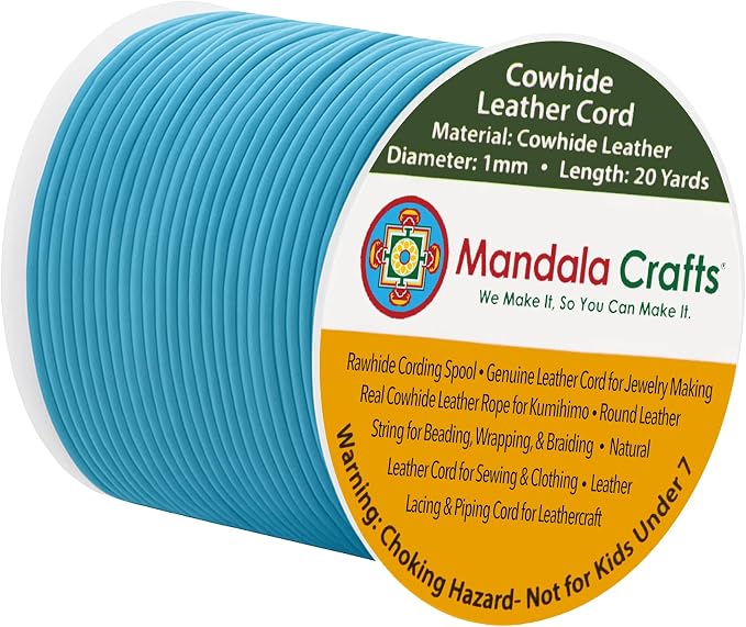 Mandala Crafts Round Genuine Turquoise Leather Cord by MandalaCrafts