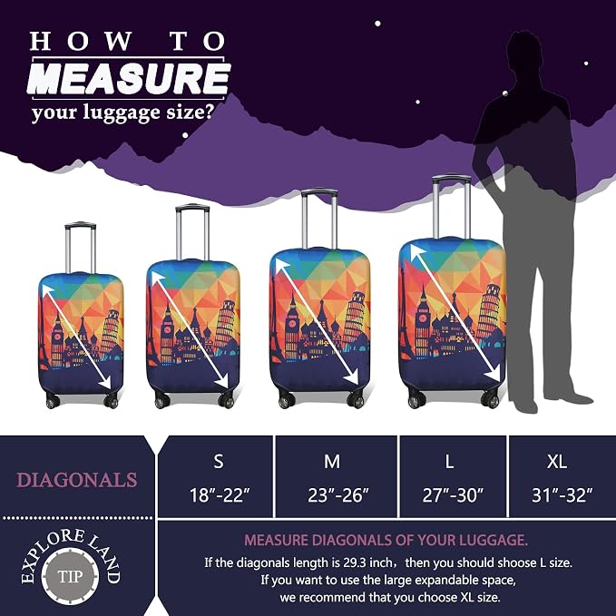 Explore Land Travel Luggage Cover Suitcase Protector Fits 23-26 Inch Case - Image 6