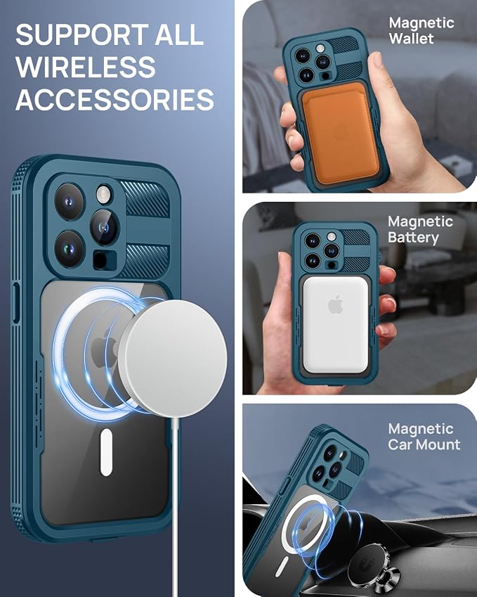Lanhiem Magnetic for iPhone 15 Pro Max Case, IP68 Waterproof Dustproof Case - Image 3