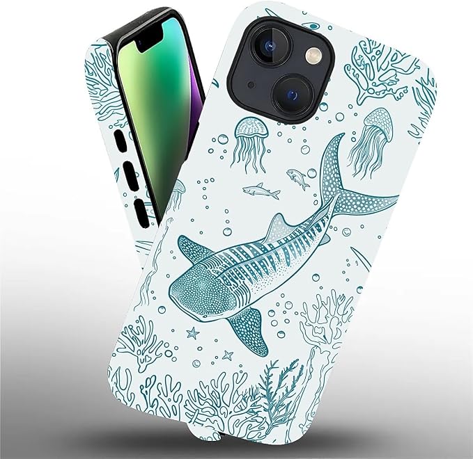 for iPhone 13/14 Case, HH2 Ocean Whale Shark Hybrid 2 Layer Hard Shell Silicone - Image 2