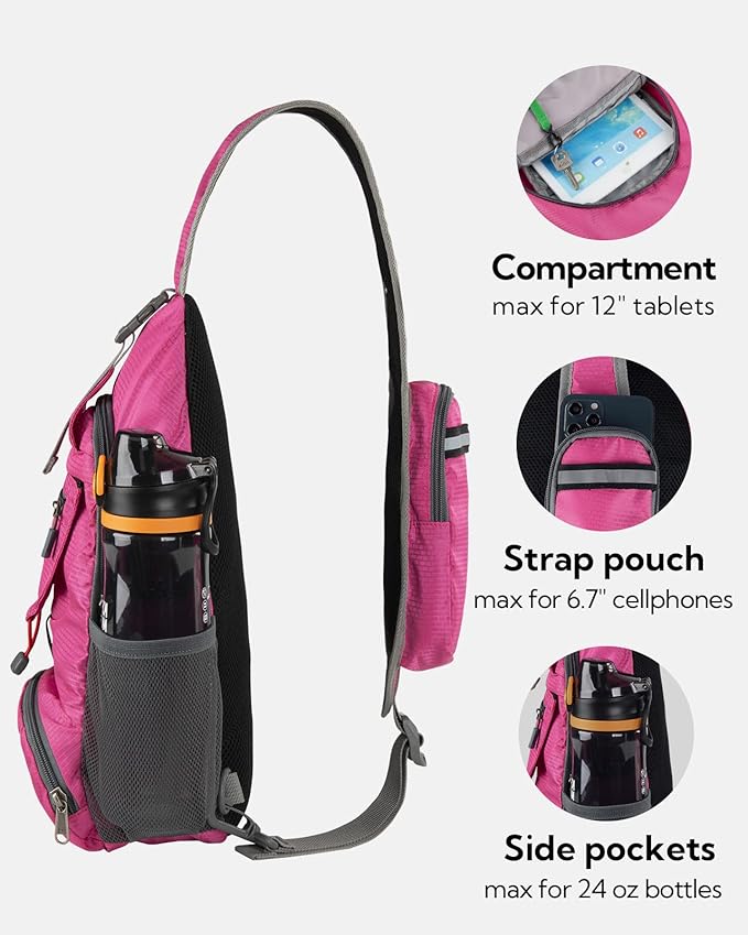 WATERFLY Packable Small Crossbody Sling Backpack Shoulder Chest Bag Daypack - Image 4