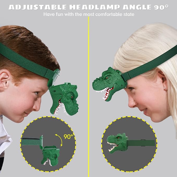 Dysaim Dinosaur Headlamp for Kids Flashlight Outdoor Camping Gear LED Reading - Image 8