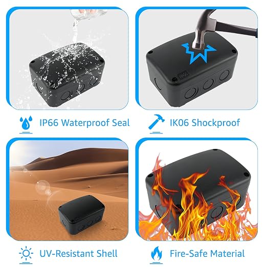 SuperInk Black IP66 Weatherproof Junction Box, Outdoor Electrical Enclosure - Image 5