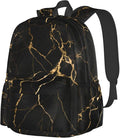 cfpolar 17 Inch Backpack Black & Gold Marble Art Laptop Bag Shoulder Bag School by homedecorations
