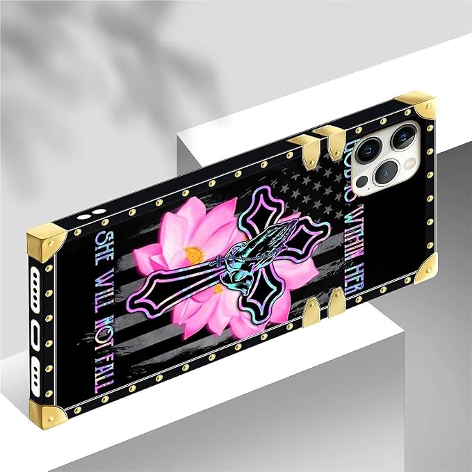 Compatible with iPhone 12 12 Pro Case, Praying Cross Hands Luxury Golden - Image 4