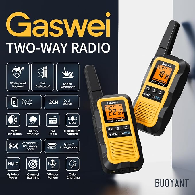 Gaswei G2pro+ IP67 Waterproof Floating Heavy Duty Walkie Talkies Long Range - Image 3