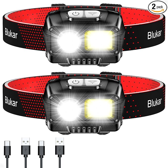 Blukar LED Headlamp Rechargeable, 2000L High Lumen Super Bright Dimmable by Blukar