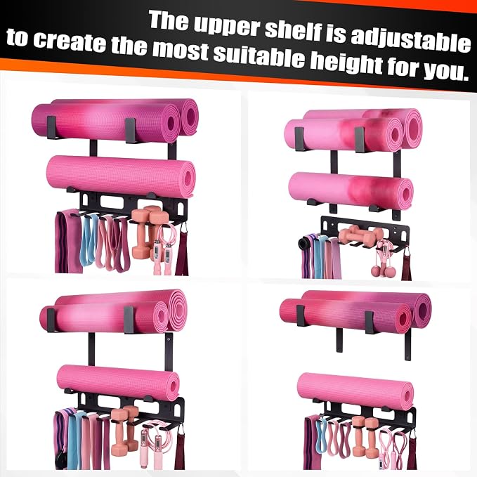 Novabright Gym Storage Rack Resistance Band Rack Multi Purpose Wall Mount - Image 4