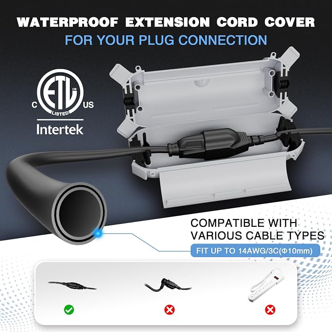 Flemoon Outdoor Extension Cord Cover Waterproof, Weatherproof Electrical - Image 2