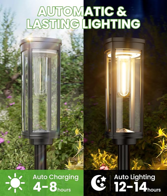 BITPOTT Solar Pathway Lights Outdoor, 4 Pack Bright Solar Powered Garden Lights - Image 4