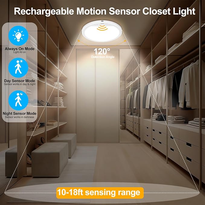 OSIDEN 2 Pack Rechargeable Motion Sensor Ceiling Light - Image 3