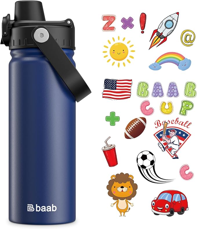 baab 18oz Kids Water Bottle, Insulated Kids Water Bottle by baabKidWatterBottle