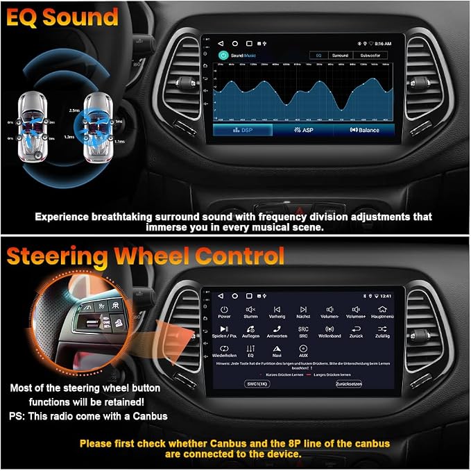 AWESAFE Android 13 Car Stereo for Jeep Compass 2017 2018 2019 2020, GPS - Image 6