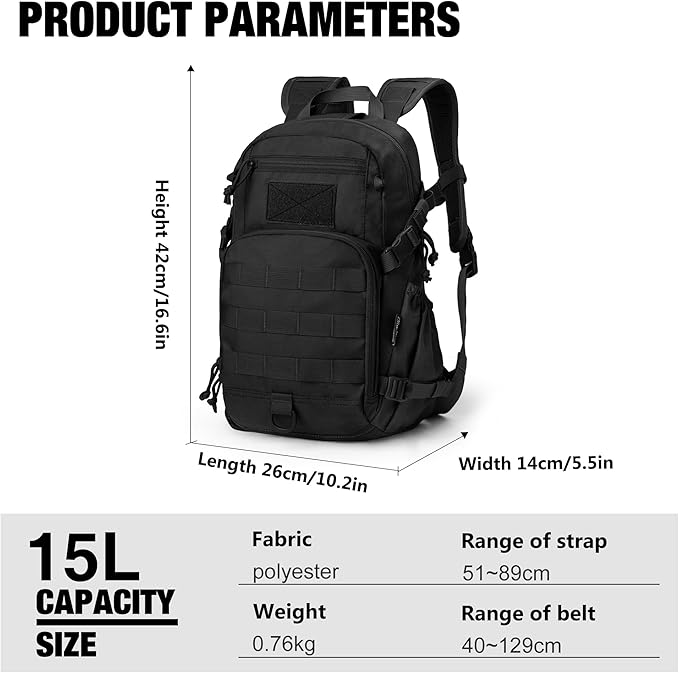 Mardingtop Small Tactical Backpack, Molle Hiking Backpack - Image 2