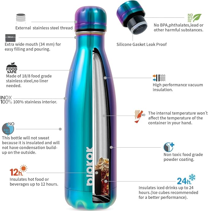 BJPKPK 17oz Insulated Stainless Steel Water Bottles, Sports Water Bottles Keep - Image 2