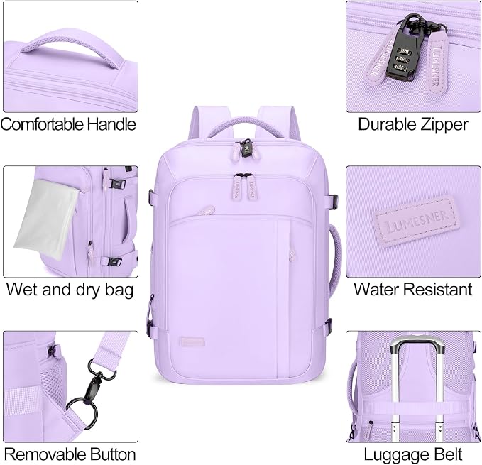 Lumesner Carry on Travel Backpacks, Extra Large 40L Flight Approved Bag - Image 6
