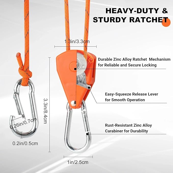 Longer 14ft Retractable Paracord Rope Tie Down Ratchet Strap Small Straps Mini - Image 5