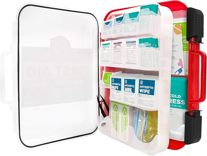 Be Smart Get Prepared First Aid Kit Hard Red Case 326 Pieces Exceeds OSHA and - Image 2