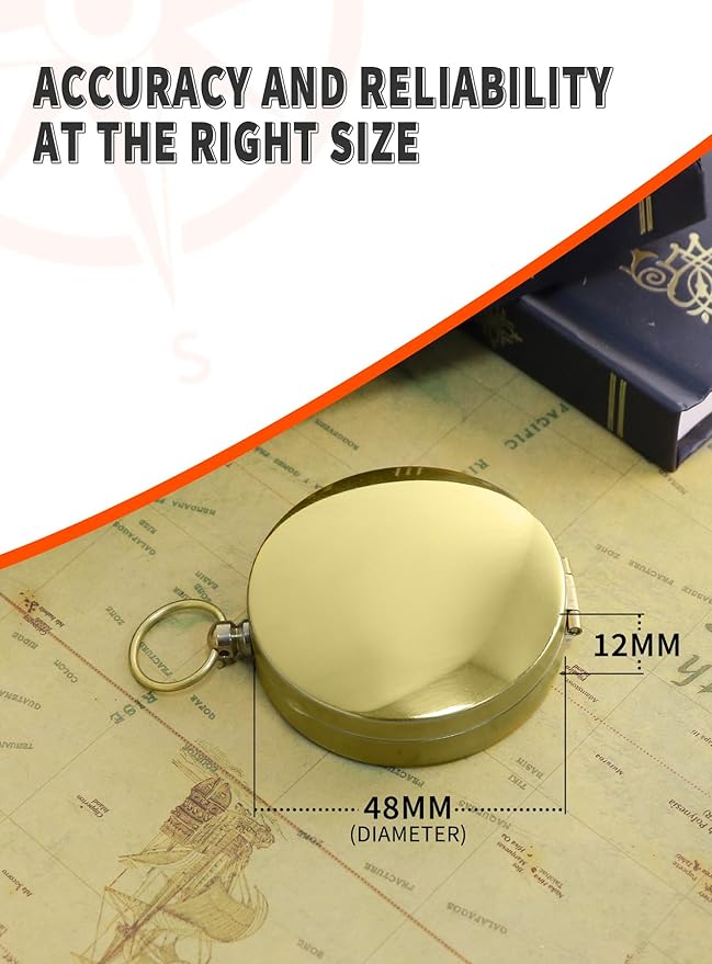 Waterproof Brass Compass for Hiking, Survival & Navigation – Large Dial Pocket - Image 6