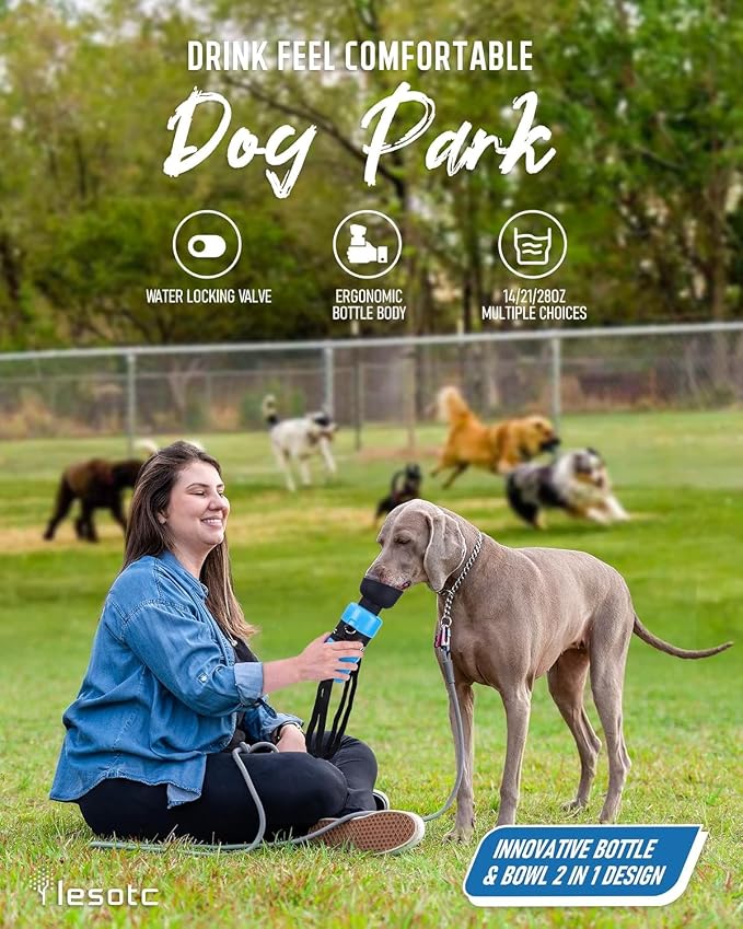 lesotc Dog Water Bottle, Portable Pet Water Dispenser, Leak Proof Travel - Image 3