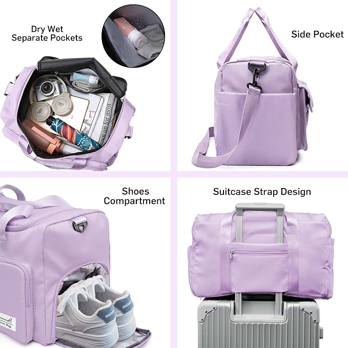 Suruid Travel Duffel Bag with Shoes Compartment Sports Gym Bag with Dry Wet - Image 4
