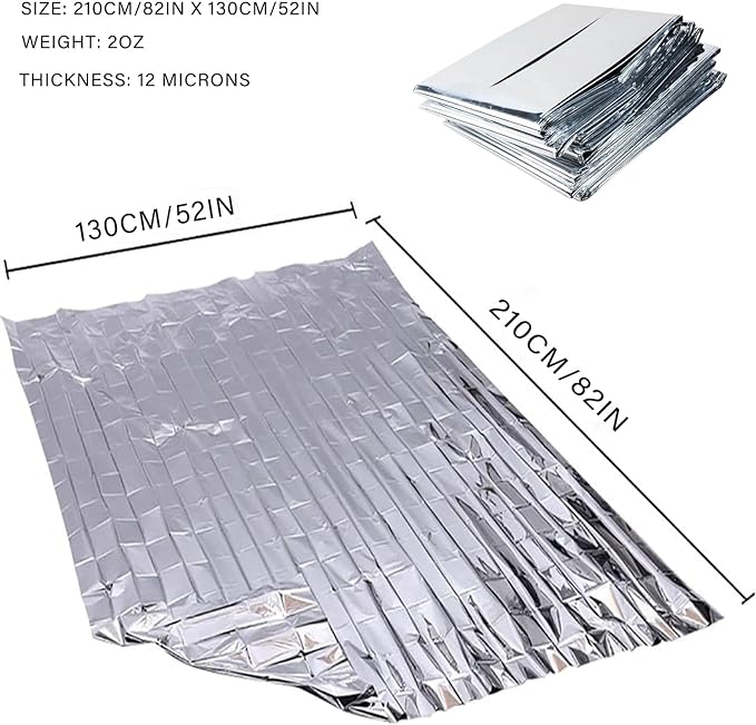 Emergency Foil Blanket Silver, Survival Thermal Mylar Blankets Individually - Image 3