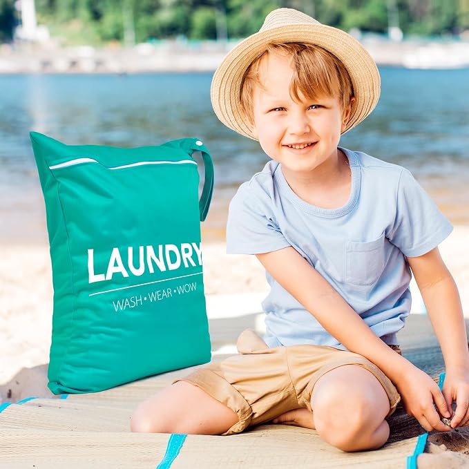 2 Pcs Large Travel Laundry Bag Waterproof Wet Dry Bag Washable Dirty Clothes Bag - Image 4