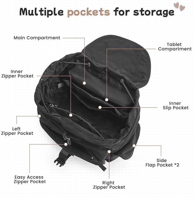 G4Free Small Backpack for Women, Nylon Casual Daypack for Work Travel Campus - Image 7