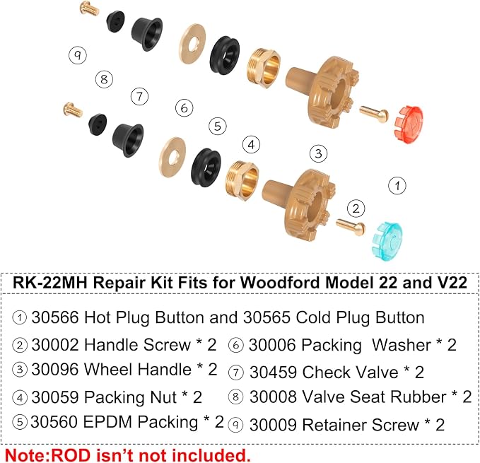 RK-22MH Repair Kit Metal Handle, Outside Faucet, Compatible - Image 5