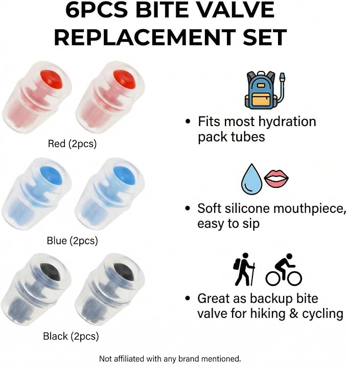 6PCS Silicone Bite Valve Replacement Nozzles, Bite Valve Replacement Sheath - Image 7