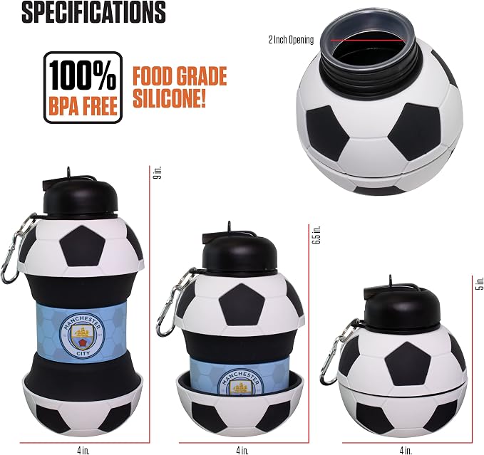 Maccabi ART Manchester City Clip-On Collapsible 1 Liter, 34 oz. size BPA-Free - Image 5