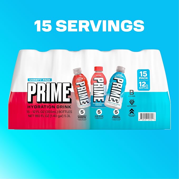 PRIME HYDRATION Variety, Berry Freeze, Cherry Freeze, & Ice Pop Sports Drinks - Image 8