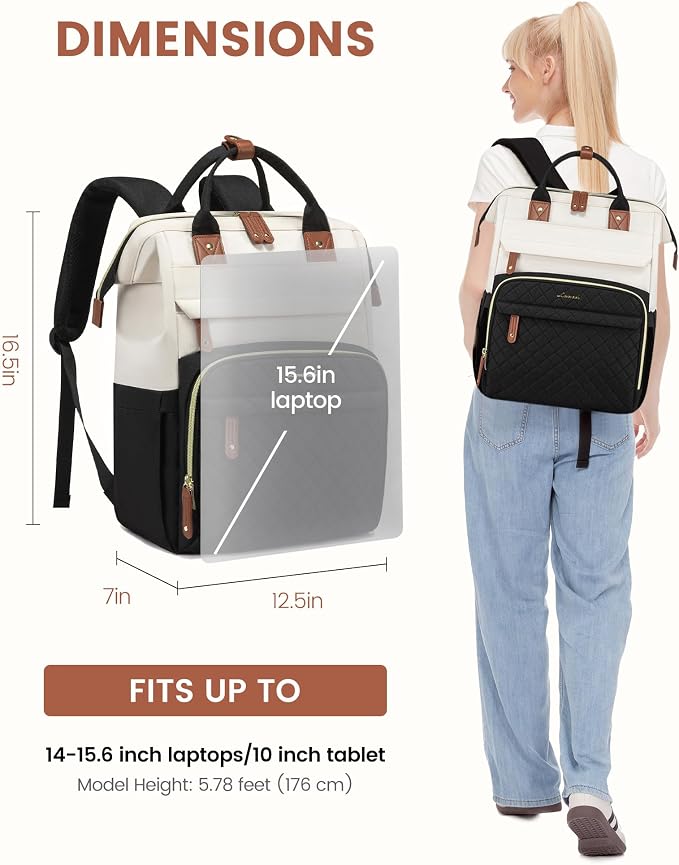 LOVEVOOK Laptop Backpack for Women, 15.6'' Waterproof Nurse Bag Teacher Work - Image 4