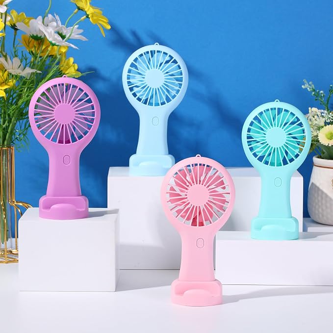 Woanger 12 Pcs Mini Handheld Fan Bulk 3 Speed USB Electric Battery Operated - Image 3