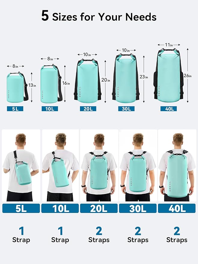 HEETA Waterproof Dry Bag for Women Men, 5L/10L/20L/30L/40L Roll Top Lightweight - Image 2