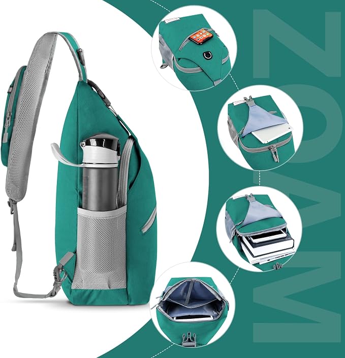 ZOMAKE Sling Bag, Small Crossbody Sling Backpack, Water Resistant Shoulder - Image 3