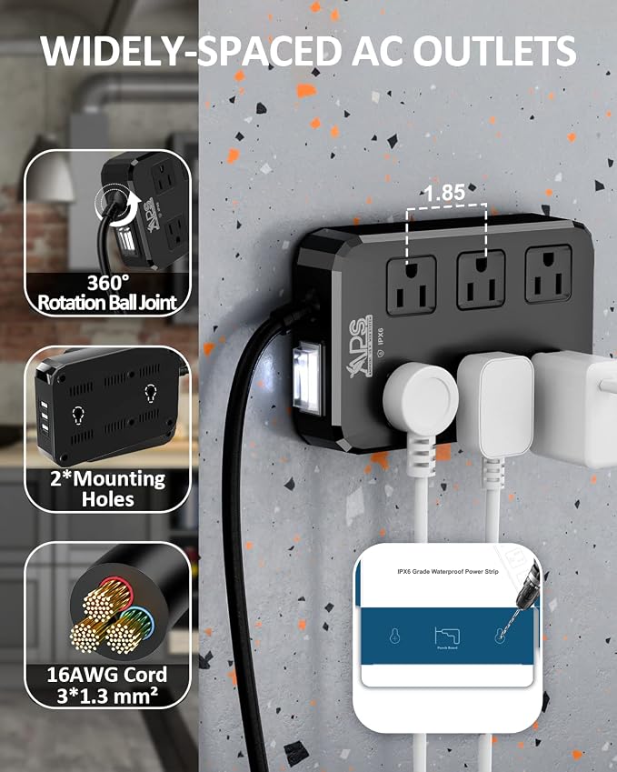 Outdoor Power Strip Weatherproof, Waterproof Surge Protector - Image 6