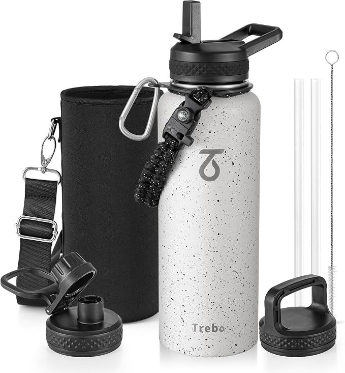Trebo Water Bottle 40oz with Paracord Handle, Half Gallon Large Vacuum Triple by StayHotStayColdStayGreen