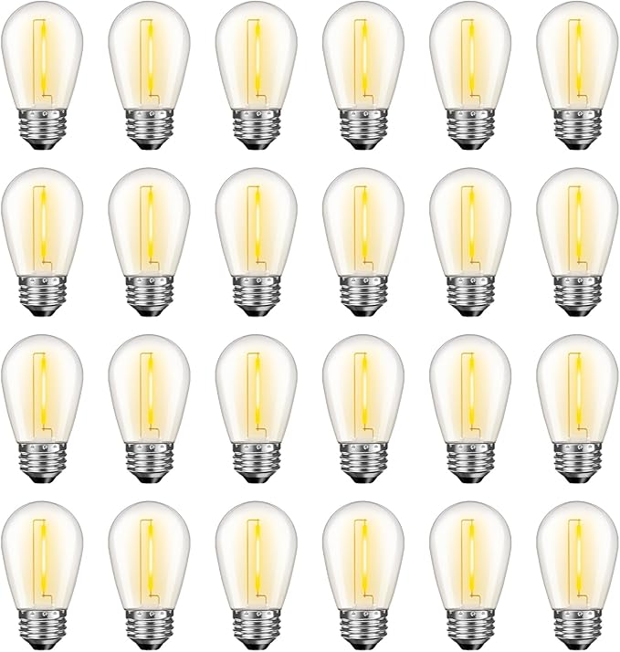 GvvooHome 24 Pack LED S14 Replacement Light Bulbs, Waterproof 1W Vintage Edison by GvvooHome