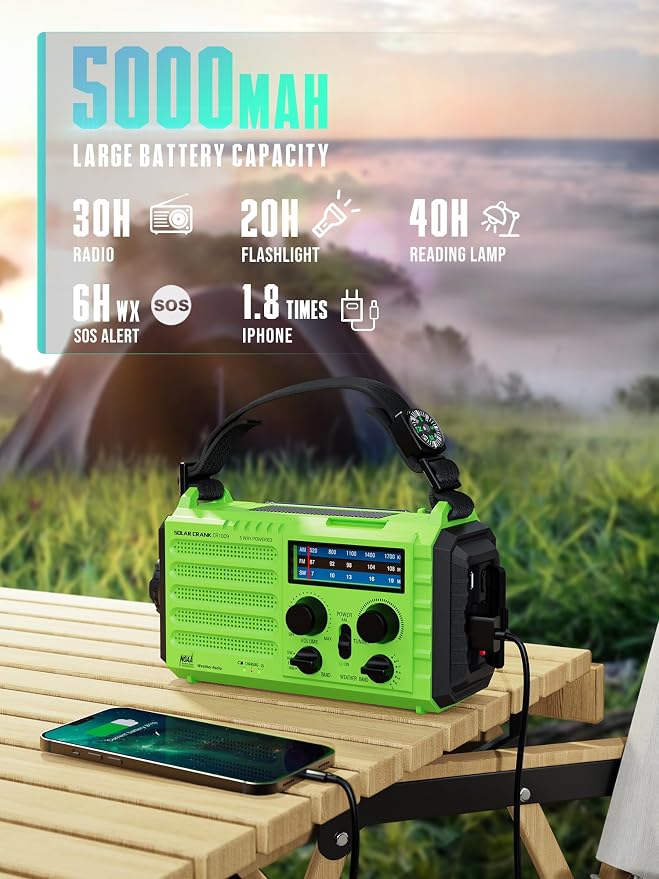 Emergency Radio with NOAA Weather Alert – Solar Hand Crank Portable AM/FM - Image 5