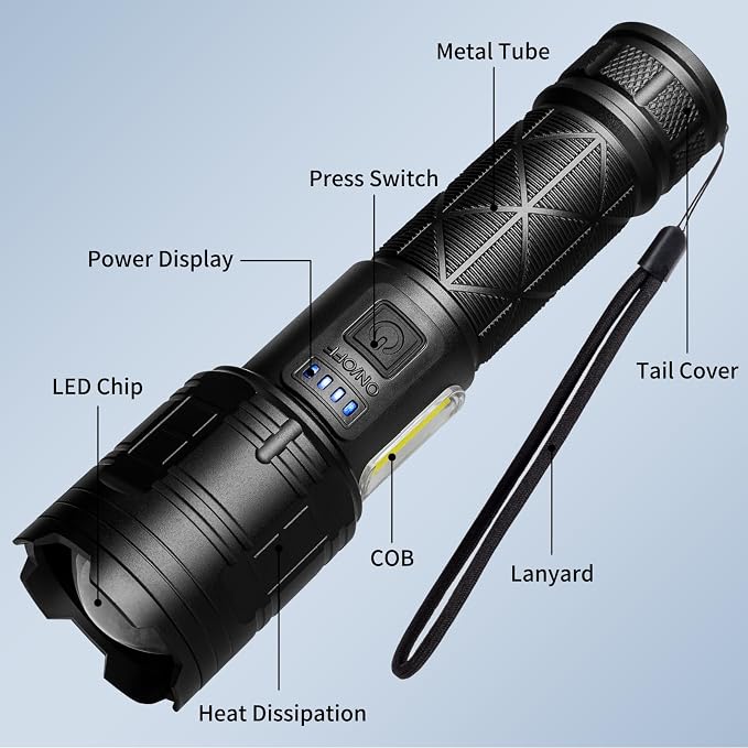 taoquwe Rechargeable LED Flashlights High Lumens, 000 Lumen Super Bright - Image 9