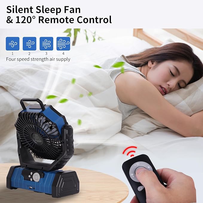 Portable Fan Battery Powered, 20000mAh Rechargeable Camping Fan Battery Operated - Image 4