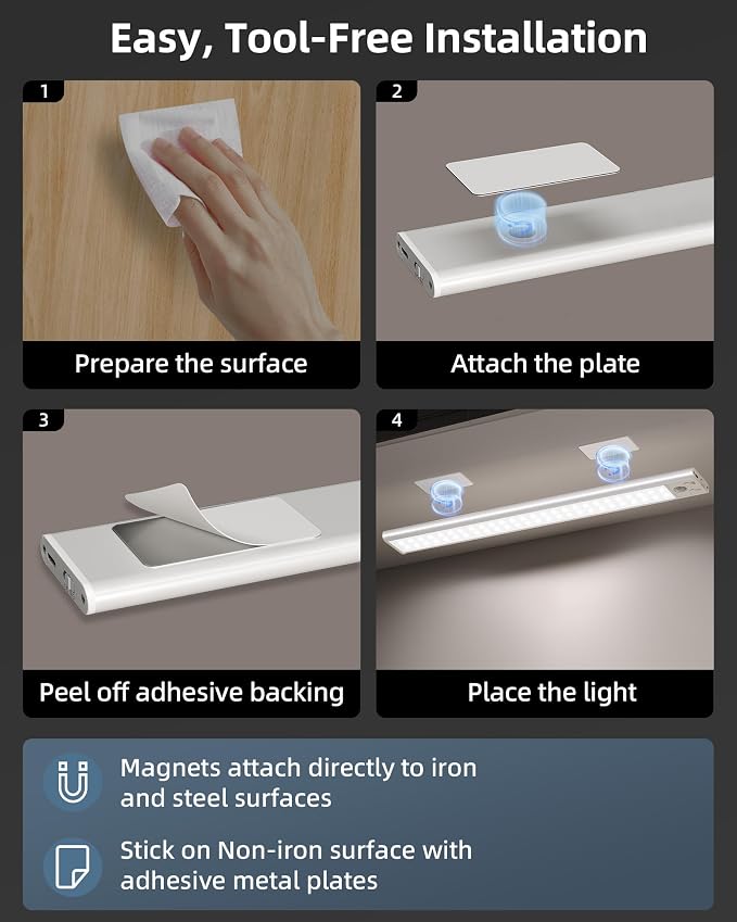 Under Cabinet Lights, Motion Sensor Light Indoor, Wireless Closet Lights - Image 6