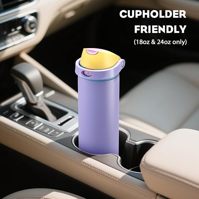 POWCAN 18 oz Insulated Water Bottle: 2-in-1 Push-Button Spout & Quick-Flip Straw - Image 5