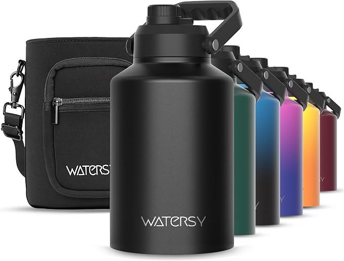 WATERSY 1 Gallon Water Bottle Insulated, BPA Free&Leak Proof, 128oz Stainless by Watersy