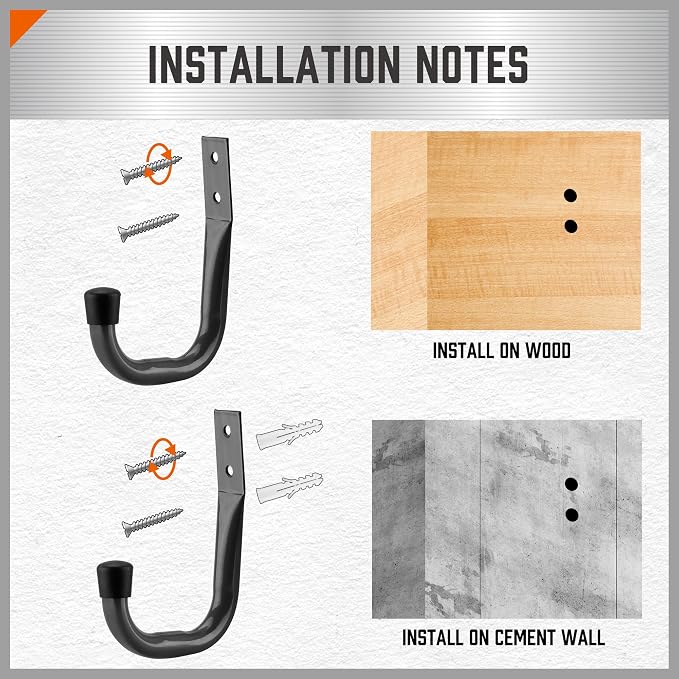 HORUSDY 6-Pack Heavy Duty Metal Wall Hooks, Large Garage Storage & Organization - Image 4